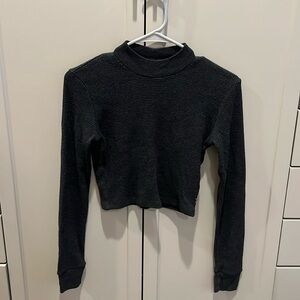 TNA Waffle Cropped Long Sleeve Top